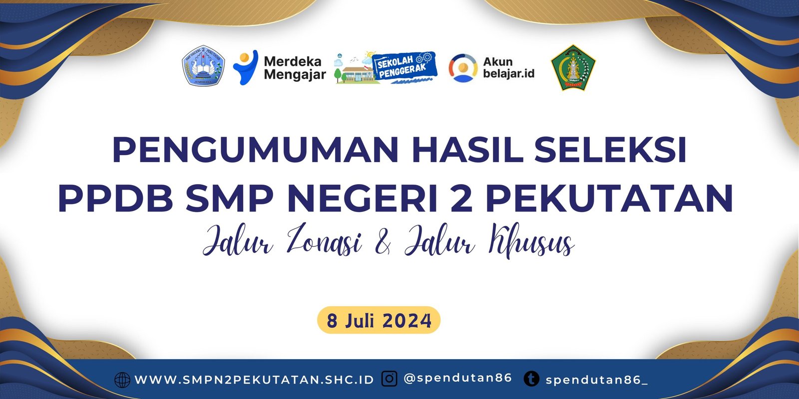 PENGUMUMAN HASIL SELEKSI PPDB SMP NEGERI 2 PEKUTATAN TAHUN AJARAN 2024/2025